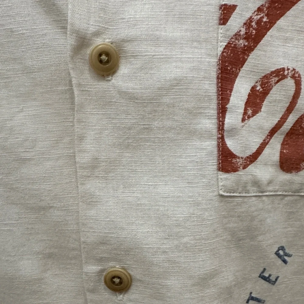 Coca Cola Cream and Red Button Down Shirt - Picture 2 of 11